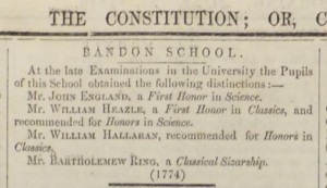 Bandon School Awards 1846
